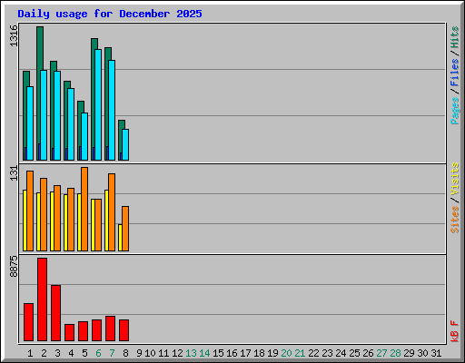 Daily usage for December 2025