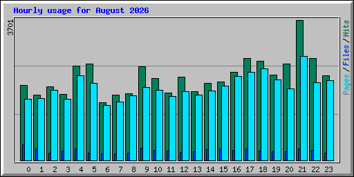 Hourly usage for August 2026